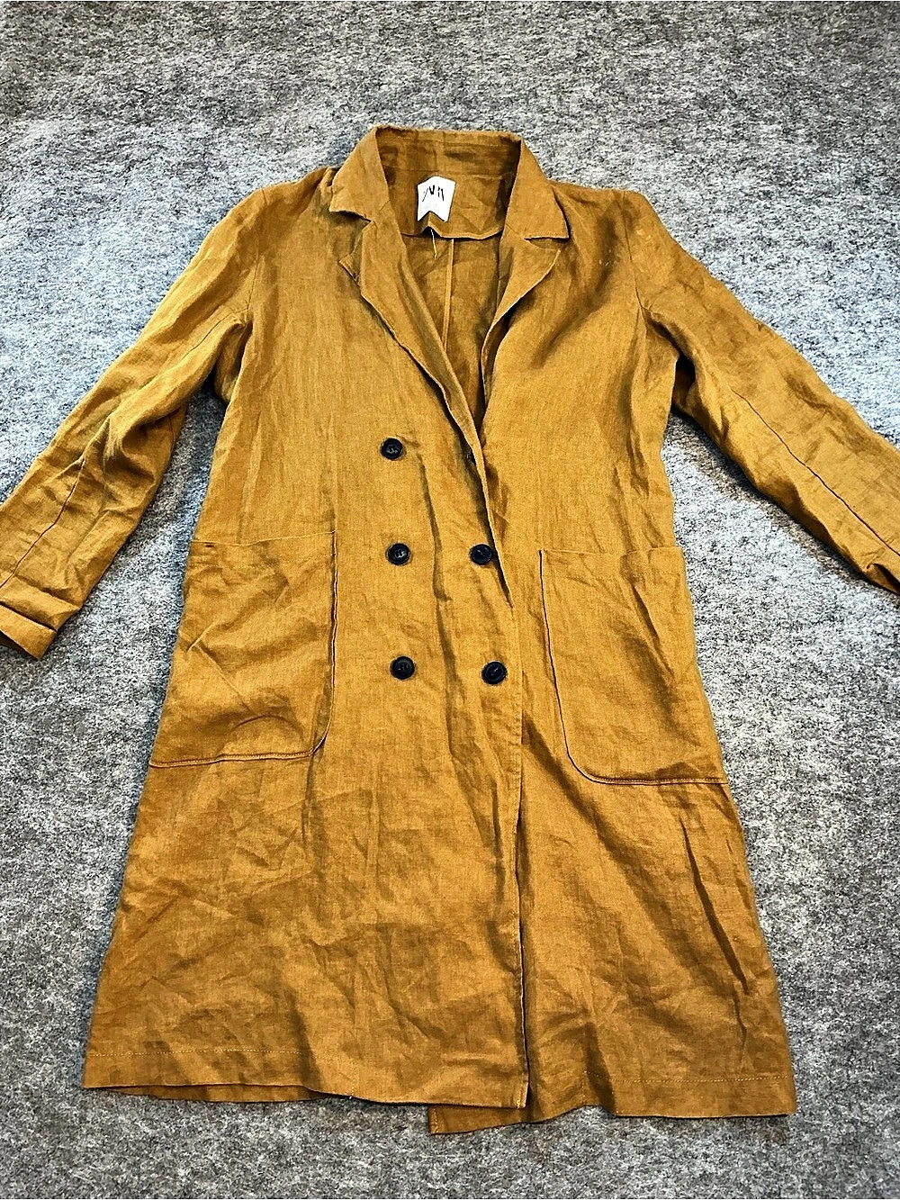 Zara Long Dress Coat in Brown Size Small